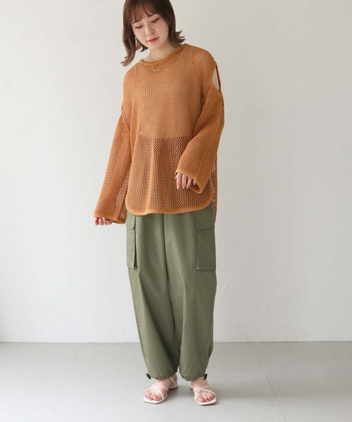 「HER CLOSET」 「SHE MO SHELLY」半袖ニット M ブラック レディース_画像4