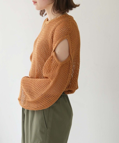「HER CLOSET」 「SHE MO SHELLY」半袖ニット M ブラック レディース_画像8
