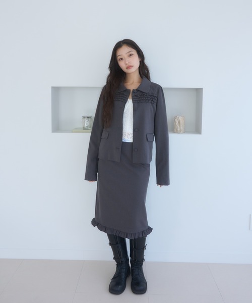 Smyeon コート アウター Frill compact jacket/フリルデザイン