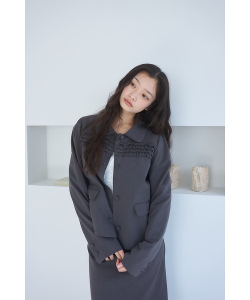 Smyeon コート アウター Frill compact jacket/フリルデザイン