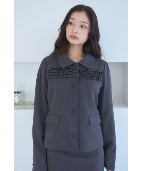 ジャケット・アウター smyeon Smyeon コート アウター Frill compact jacket/フリルデザイン