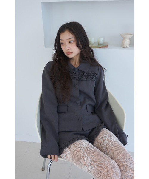 Smyeon コート アウター Frill compact jacket/フリルデザイン