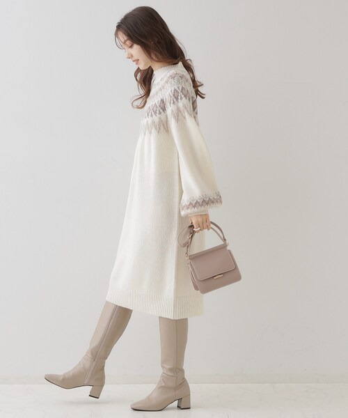 「couture brooch」 ニットワンピース 38 ベージュ レディース_画像5