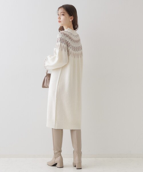 「couture brooch」 ニットワンピース 38 ベージュ レディース_画像6