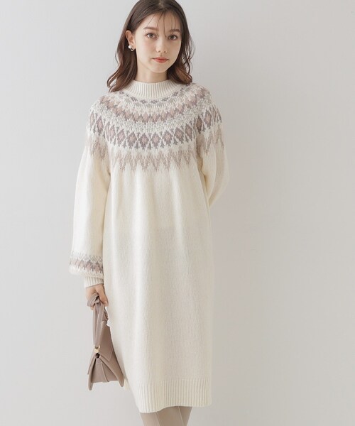 「couture brooch」 ニットワンピース 38 ベージュ レディース_画像7