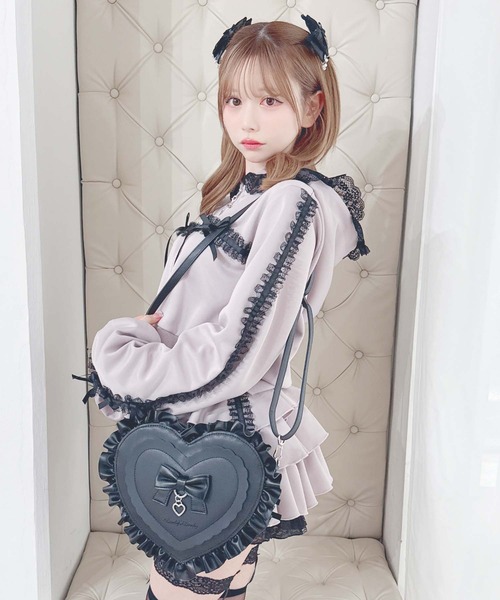 MARS バックレースパーカー バックルリボン MA*RS（マーズ） セットアップ りぼん×レーステープラインパーカー