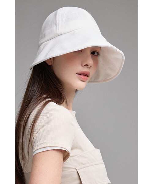 WHITE SANDS 帽子 ハット リネン ボンネットハット レディース