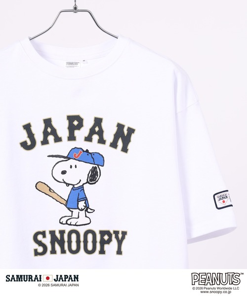 PEANUTS tシャツ 侍ジャパン×PEANUTS 天竺ビッグシルエット半袖Tシャツ