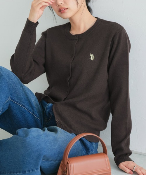 「U.S. POLO ASSN.」 ニットカーディガン M オフホワイト レディース_画像2