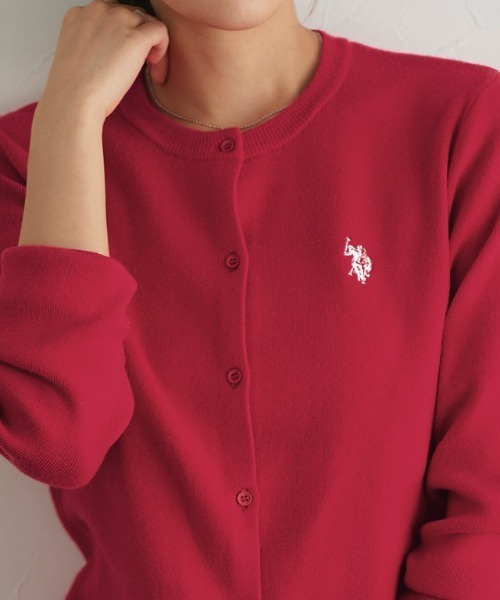 「U.S. POLO ASSN.」 ニットカーディガン M オフホワイト レディース_画像5