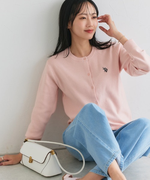 「U.S. POLO ASSN.」 ニットカーディガン M オフホワイト レディース_画像6