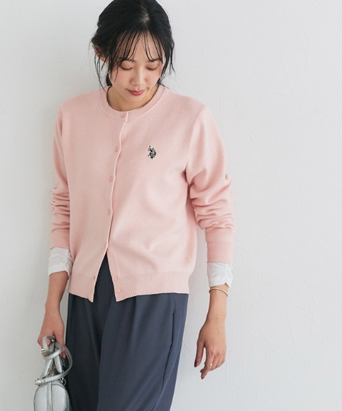 「U.S. POLO ASSN.」 ニットカーディガン M オフホワイト レディース_画像9