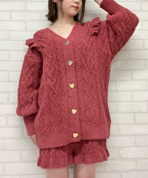 gelato pique（ジェラートピケ） ニットカーディガン ONE SIZE レッド 
