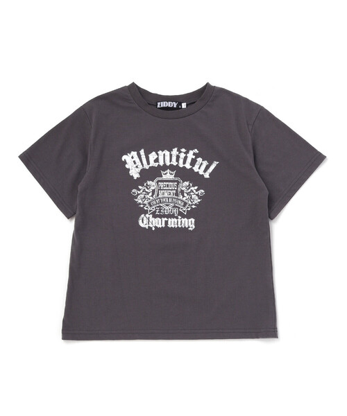 ZIDDY（ジディー） レイヤード風 シアーチュール ラメロゴTシャツ(130