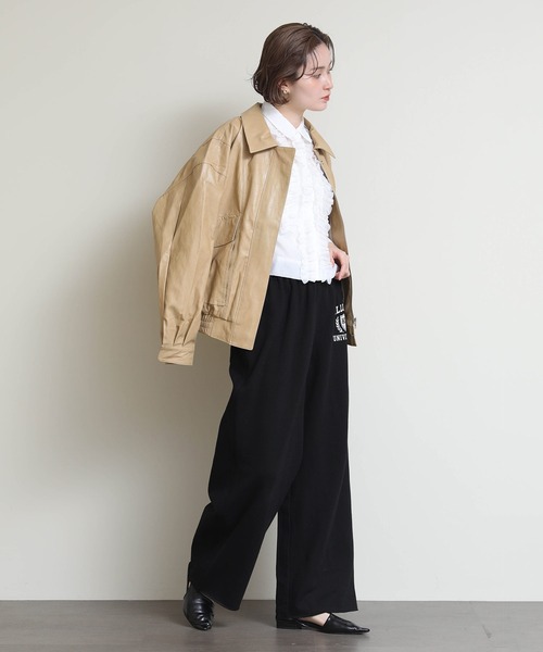 ワイドパンツ パンツ デニムドッキングスウェットパンツ レディース