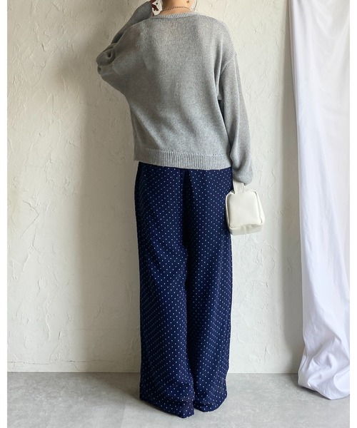 She's Closet パンツ 水玉 ドット柄 ストレート ロング ワイド パンツ