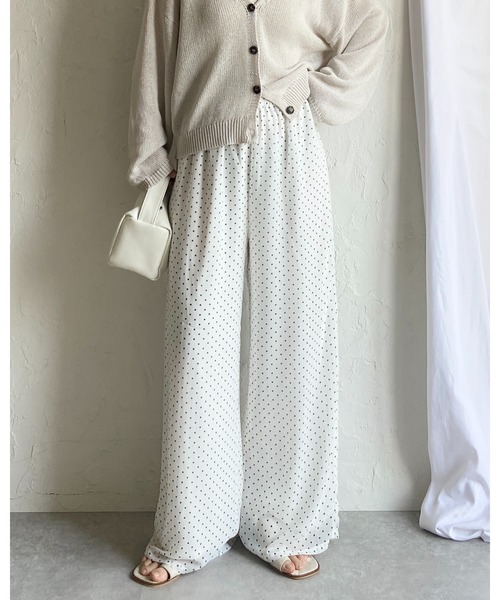 She's Closet ワイドパンツ パンツ 水玉 ドット柄 ストレート ロング
