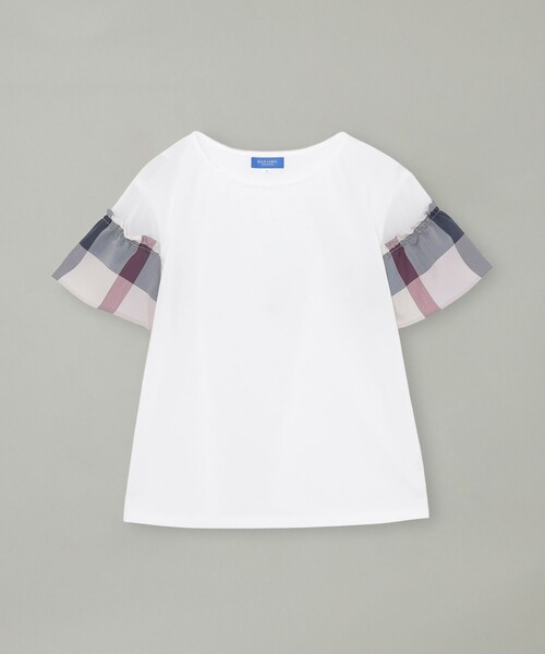 tシャツ 「接触冷感」プレーティング天竺チェックスリーブTシャツ レディースの画像