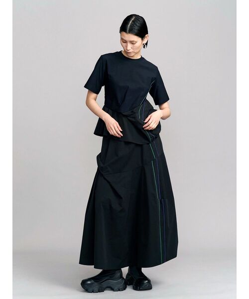 UN3D.（アンスリード） ロング スカート 夏 SIDE LINE TUCK SKIRT