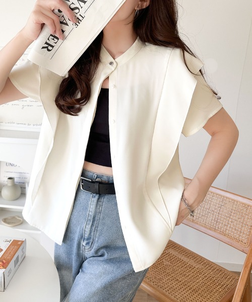 「classicalelf」 半袖ブラウス X-LARGE チャコール レディース_画像3