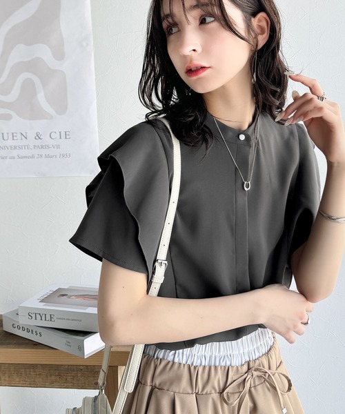 「classicalelf」 半袖ブラウス X-LARGE チャコール レディース_画像9