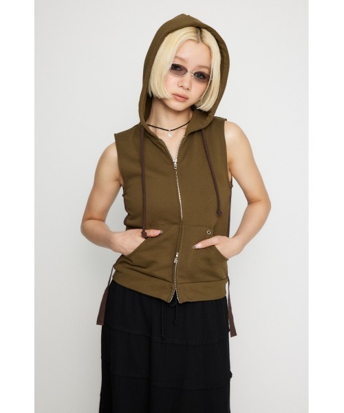 「LAGUA GEM」 ジップアップパーカー FREE チャコールグレー レディース_画像5
