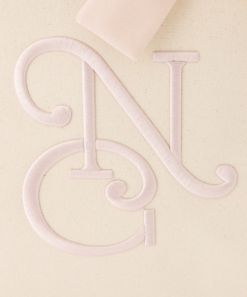 新品タグ付 NICE CLAUP WEB限定 ロゴ刺しゅうトート ピンク one after another NICE CLAUP トートバッグ 「WEB限定」ロゴ刺しゅう