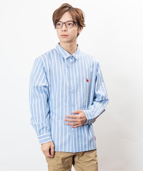 「Healthknit Product」 長袖シャツ M ネイビー メンズ_画像3