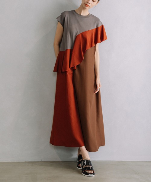 「MARECHAL TERRE」 ノースリーブワンピース MEDIUM ブラウン レディース_画像8
