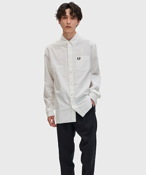 FRED PERRY 長袖シャツ ホワイト UK 10 FRED PERRY 長袖シャツ ホワイト UK 10 FRED PERRY フレッド