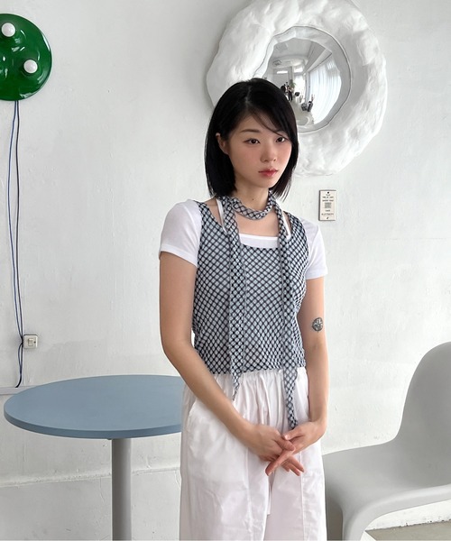by muni:r tシャツ ホルターストラップクロップドTシャツ レディース