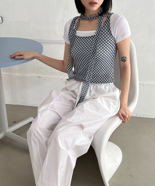 by muni:r tシャツ ホルターストラップクロップドTシャツ レディース
