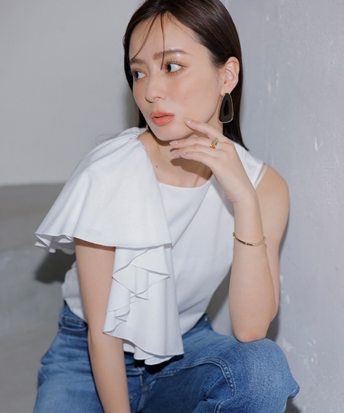anuans（アニュアンス） tシャツ アシメフリルカットトップス 