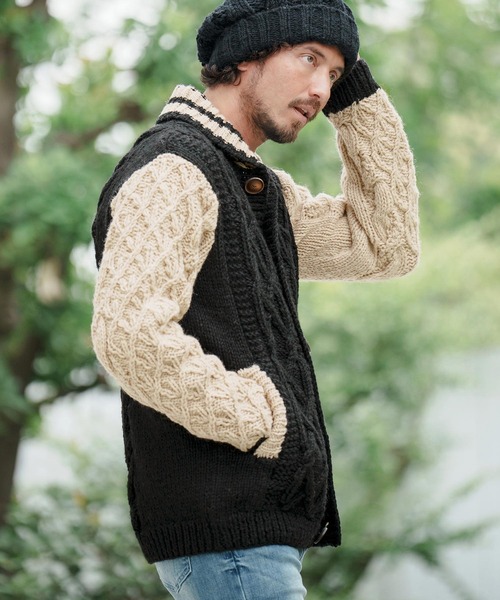 カーディガン mcg3283-「HIMALAYAN CLIMBERS HAND-KNIT別注」手編み  
