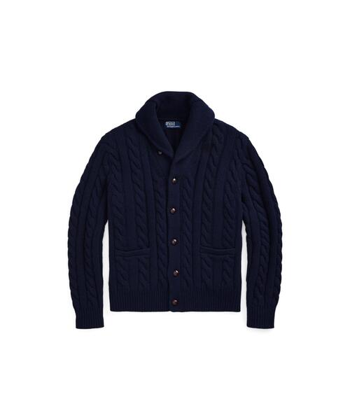 ラルフローレン ケーブルニット カーディガン カシミヤ混 チルデン L メンズ POLO RALPH LAUREN カーディガン ケーブルニット ウールカシミヤ