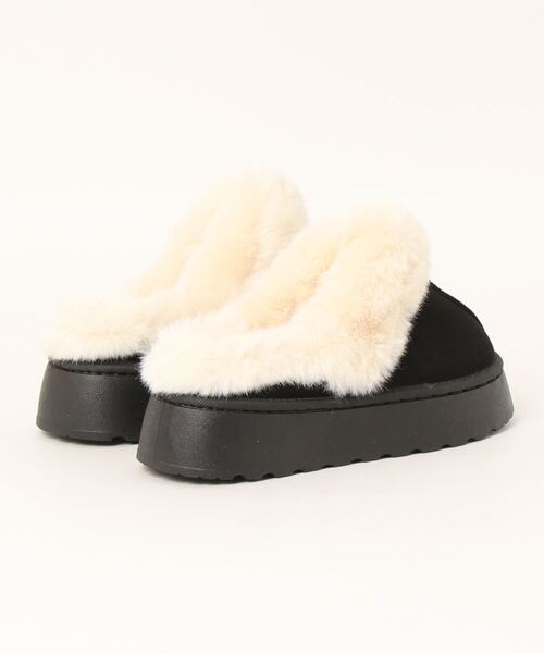 スリッポン もこもこ フェイクムートンスリッポン レディース