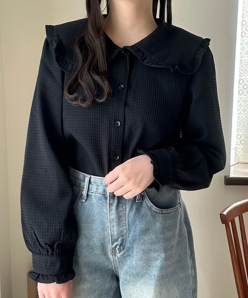Cham. ブラウス シャツ 着回しビッグカラーブラウス レディース