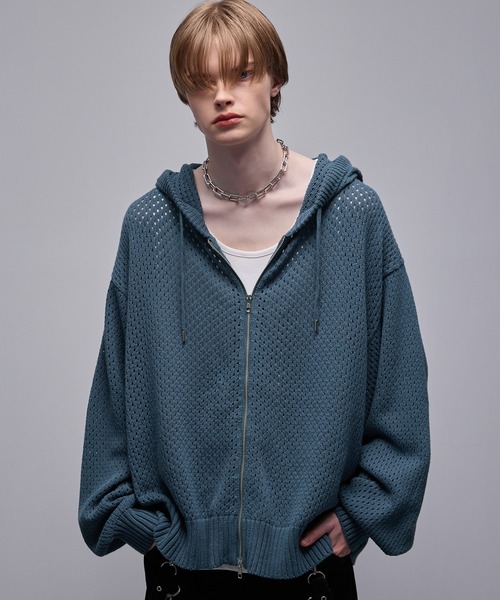 未使用　diagram ダイアグラム　メッシュ　パーカー　シアー　シフォン Loose パーカー シアーメッシュ フルジップルーズパーカー