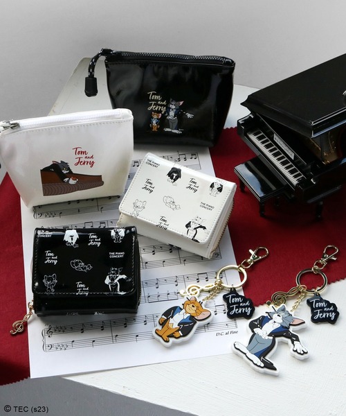 TOM and JERRY　Piano Concertミニウォレット　白　黒 財布 「公式」TOM and JERRY Piano Concertミニウォレット