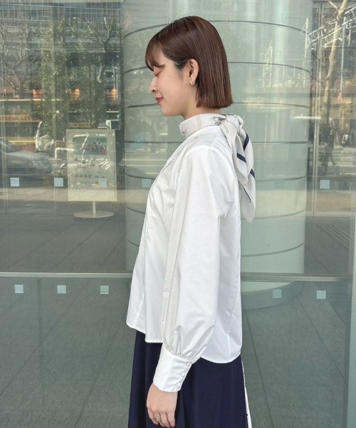 ブラウス シャツ パール釦Vネックシャツ/ananotherangelus/fint　フィント レディース an another angelus ブラウス シャツ パール釦Vネックシャツ