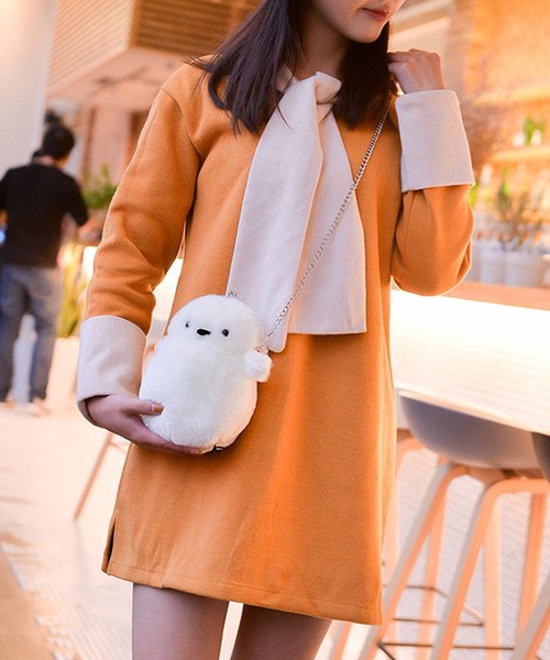 ショルダーバッグ バッグ もこもこシマエナガポシェット レディース