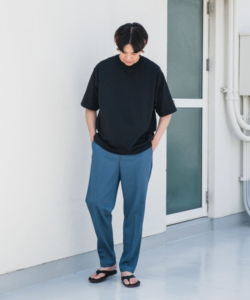 テーパードトラウザーパンツ セットアップ対応】RETORO POLYESTER TWILL / ベルト付き タック