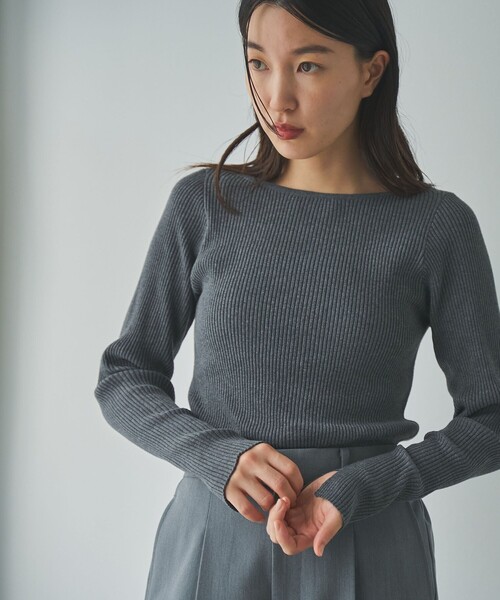 ニット セーター ファインリブニットロングスリーブ レディース