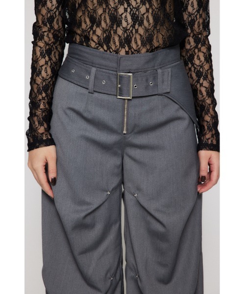 LAGUA GEM スラックス パンツ TUCK LOOSEY BELT レディース