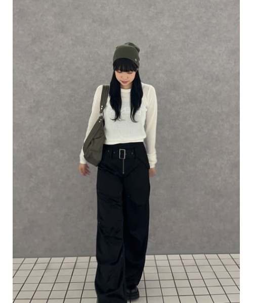 LAGUA GEM スラックス パンツ TUCK LOOSEY BELT レディース