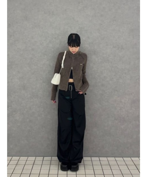 LAGUA GEM スラックス パンツ TUCK LOOSEY BELT レディース