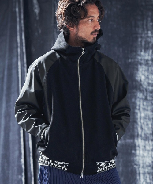 ANGENEHM ブルゾン アウター mj10243-Native pattern rib hooded