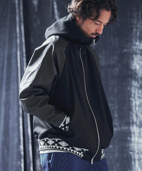 ジャケット・アウター BLESS Hoodedcoat ANGENEHM ブルゾン アウター mj10243-Native pattern rib hooded