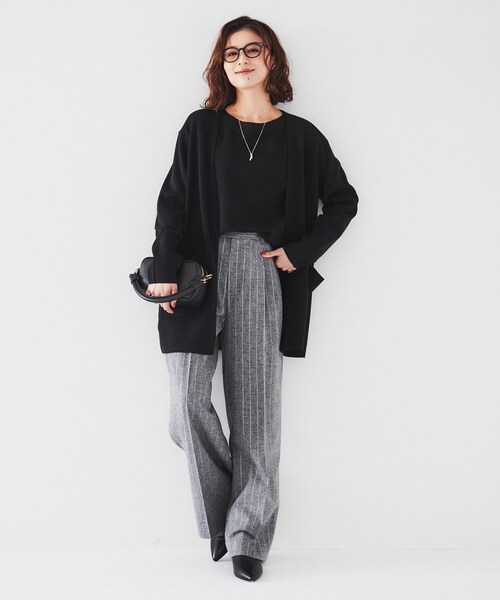 UNTITLED カーディガン 「きれいめ/洗える」ミラノリブ ロングニット