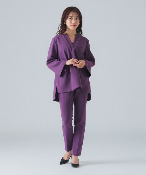 M.Fil ブラウス シャツ M・fil / ダブルクロス スクエア Vネック  